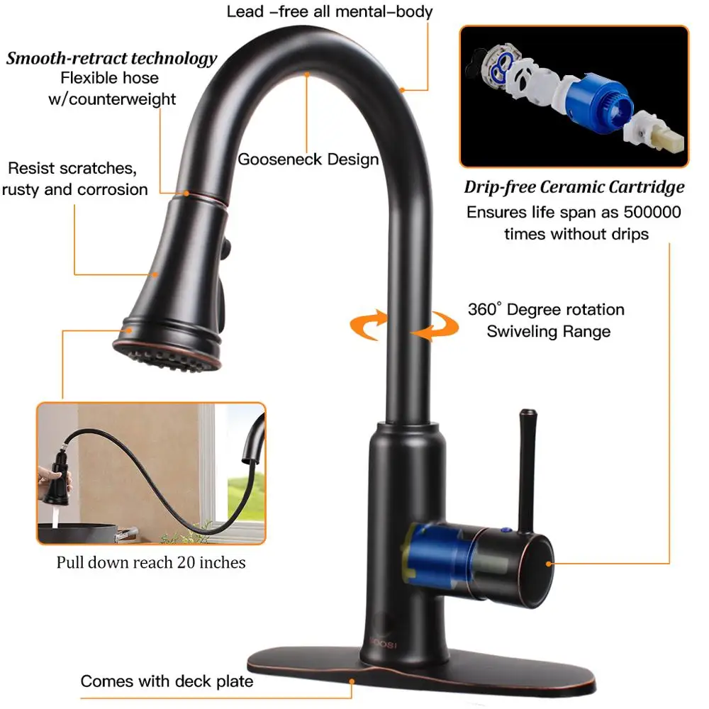 Бесконтактный кухонный смеситель Senor выдвижной распылитель с тремя режимами