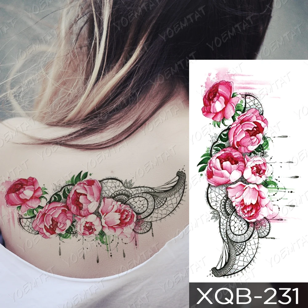 Водостойкая Временная тату-наклейка змея розы цветок фея флэш-татуировки