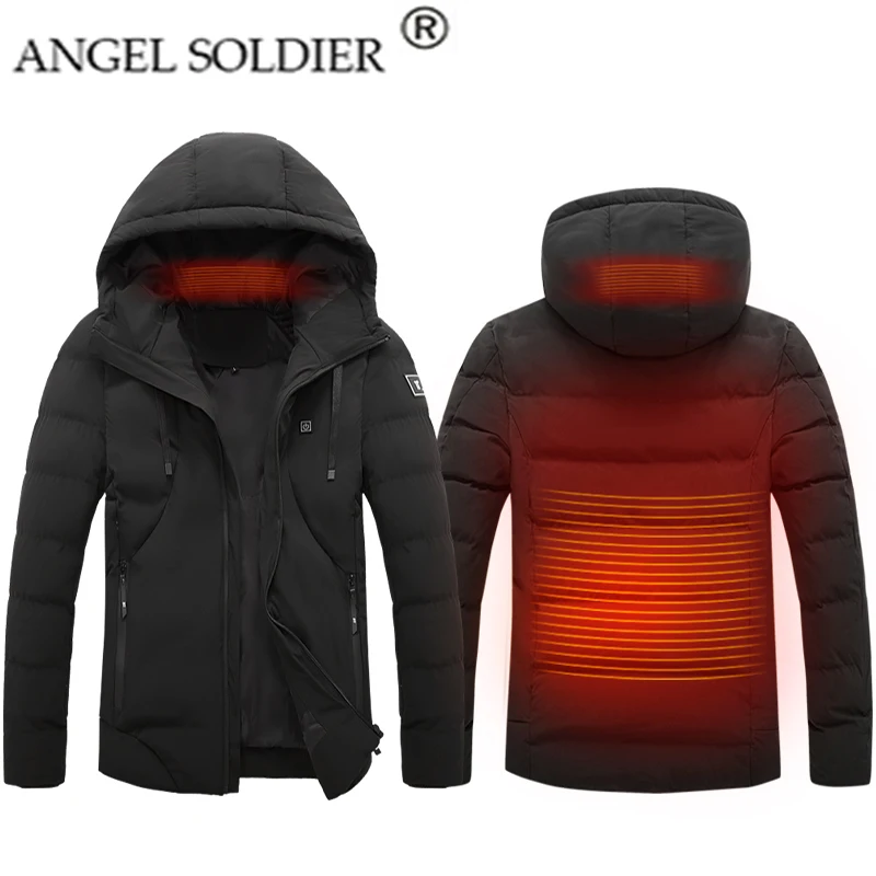 Мужская теплая куртка с капюшоном зимняя тактическая электрическим подогревом