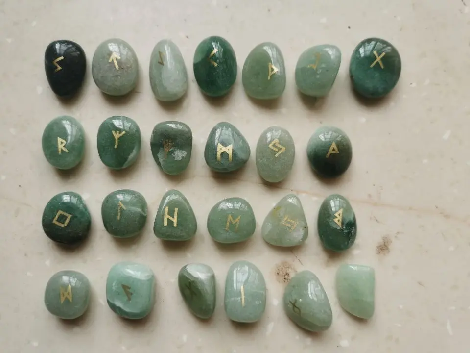 Натуральный Руна камни комплект ювелирных изделий полированный гравированный