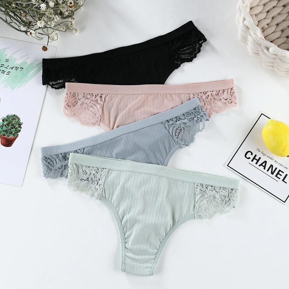 

3pcs Women Underwear Lingerie Sexy Lace Transparent Panties Tempting Seamless Briefs High Quality Low Waist Women's Underpants