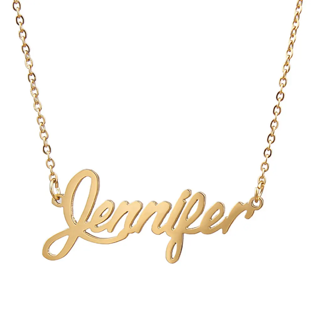 

Jennifer Name Necklace for Women Stainless Steel Jewelry Gold Plated Nameplate Chain Pendant Femme Mothers Friends Gift