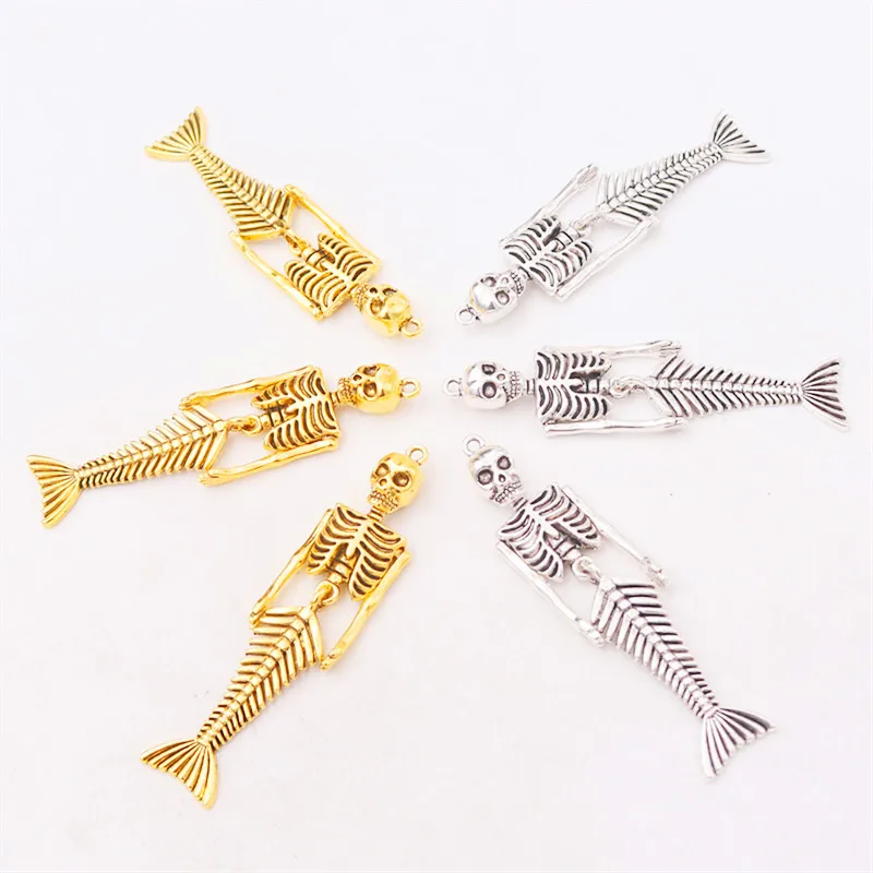 4 шт. Ретро Стиль рука регулируемый Русалка Скелет Кулон Панк ожерелья сделай сам