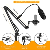 microphone stand with pop filter and shock mount pantograph for mic bracket adjustable suspension boom scissor blue yeti mic arm