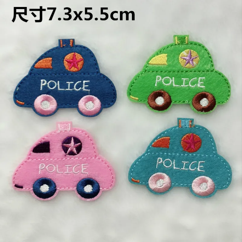 

50pcs/lot Wholesale Traffic Car Cloth Sticker Embroidery Cartoon Patces Letters Kids Applique Iron Heat Transfers for Clothes