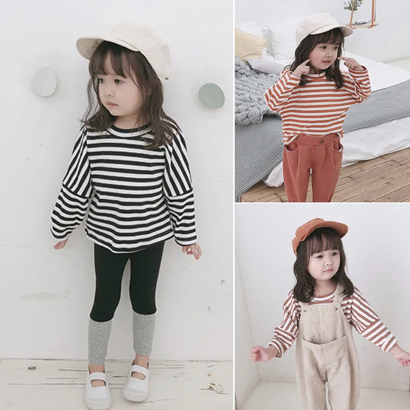 Корейский стиль 2022 весенние полосатые футболки с рукавами в стиле пэчворк для