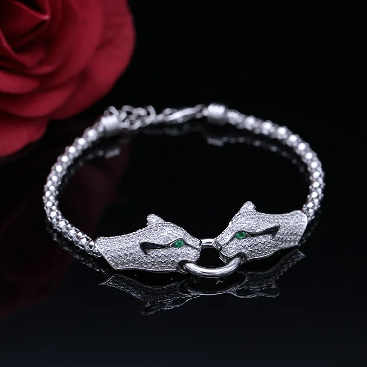 Роскошные дизайнерские модные ААА фианит Леопардовый Браслет с пантерой &amp