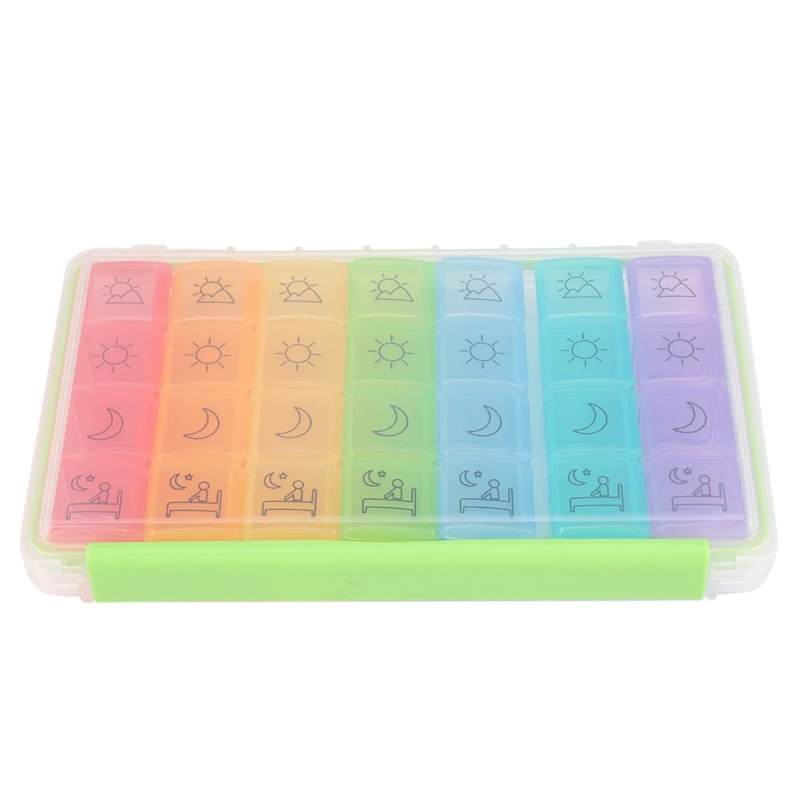 Weekly AM/PM Pill Box Portable Travel Organizer (7-Day / 4-Times-A-Day) with Moisture-Proof Design and Large Compartments | Дом и сад