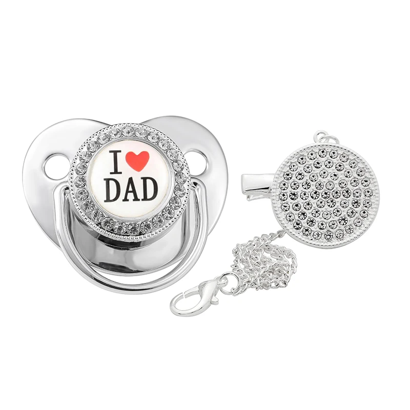 Новая серебряная детская соска со стразами блестящая Соска клипса цепочка для