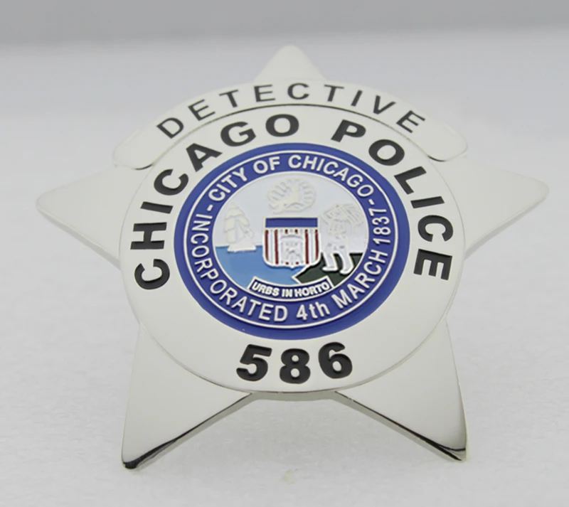 Реплика Фильма Prop Pin значок-детектива CHICAGO POLICE № 586 значок-включен 4 марта 1837