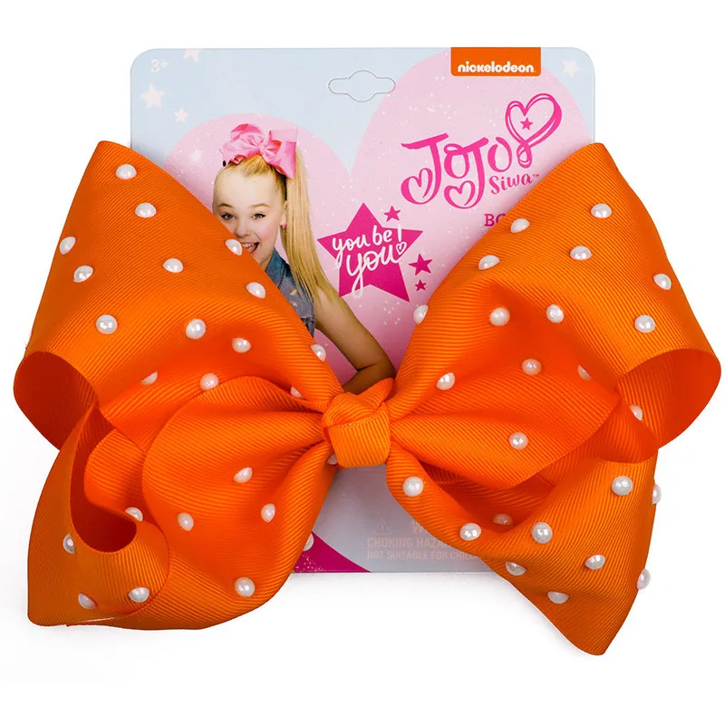 8 &quotJojo Siwa бант модная жемчужная заколка для волос большая Лента Узел ручной