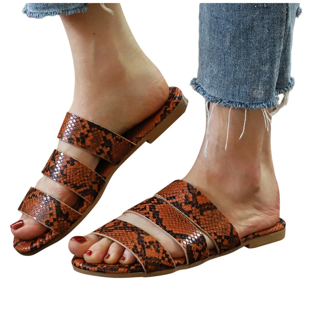 Женские шлепанцы на плоской подошве Летние повседневные дамские тапочки с