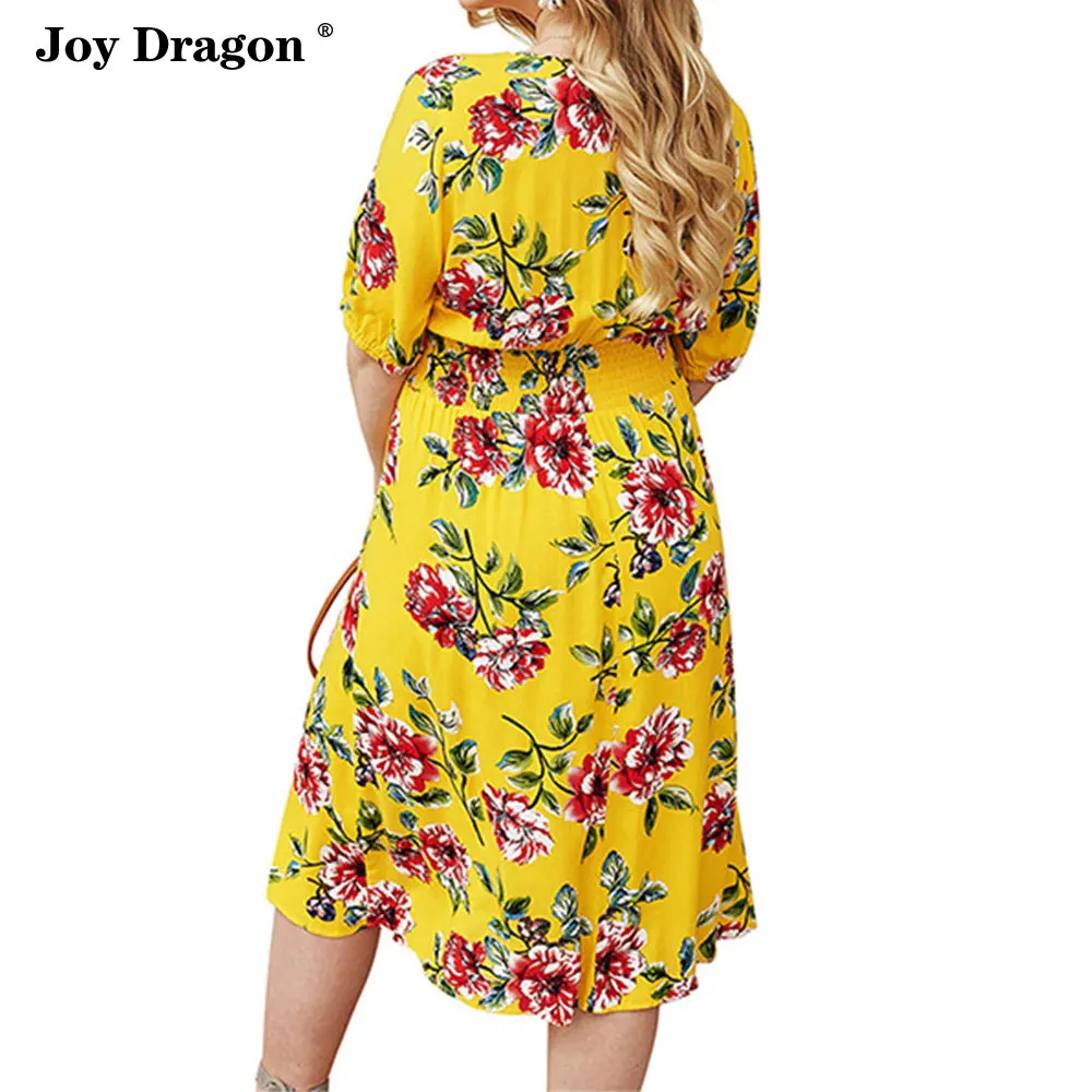 Женское новое летнее модное платье с коротким рукавом и глубоким v образным