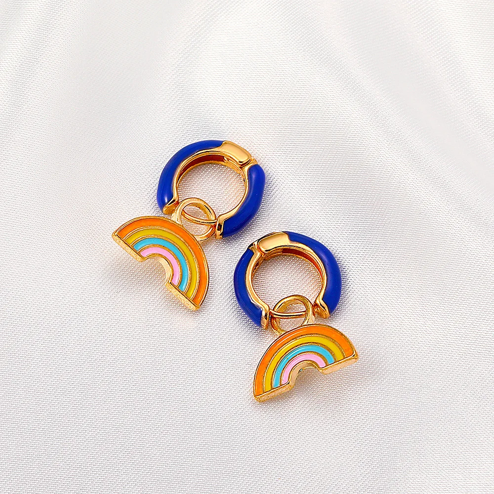 Korean Fashion Rainbow Earrings for Women Cute Multicolor Hanging Drop Earrings Jewelry Accessories 2021 Women's Earring Gifts