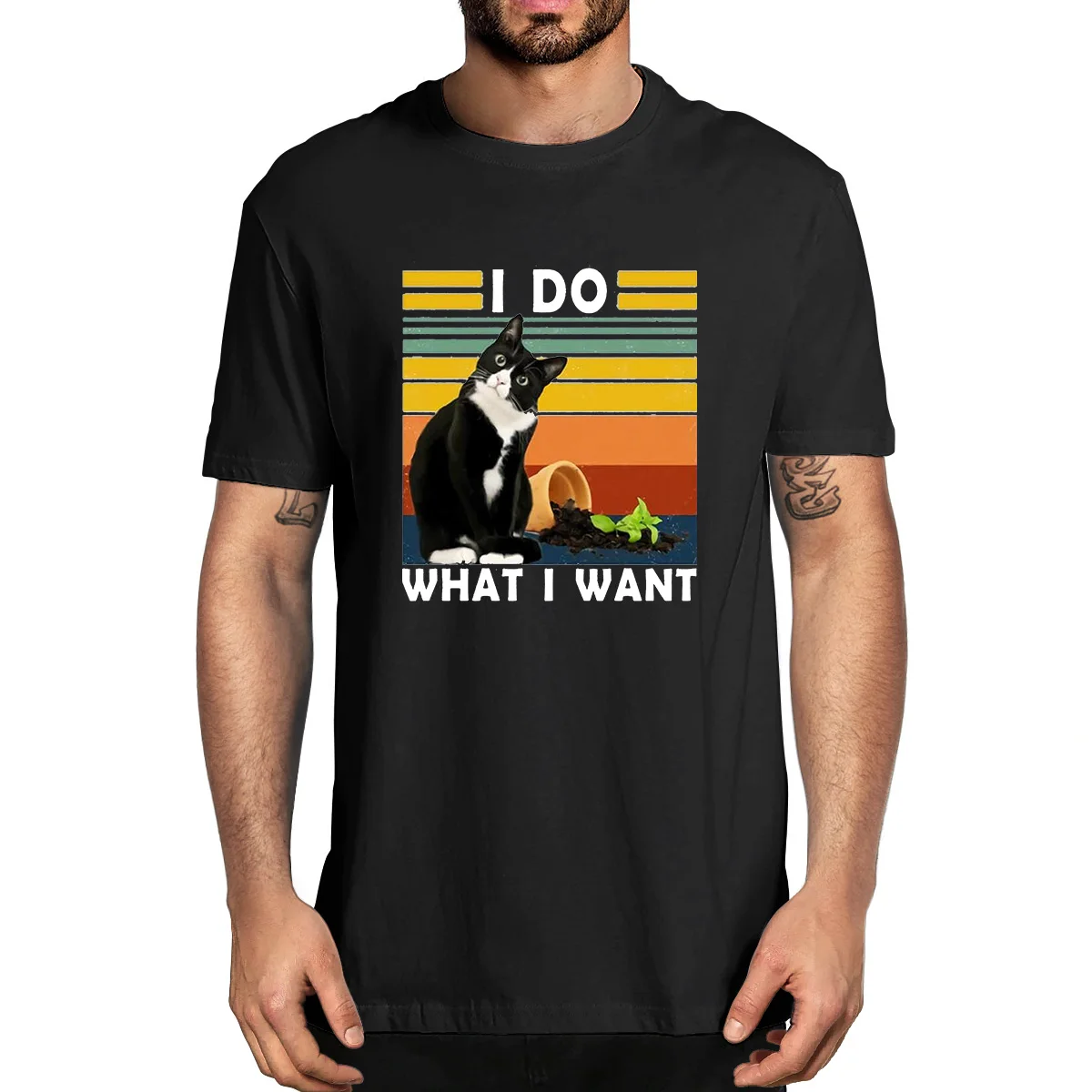 

Unisex 100% Cotton I Do What I Want Funny Cat Lover Men's Novelty Shirt Short Sleeve Funny T-shirt Humor Streetwear Women Tee