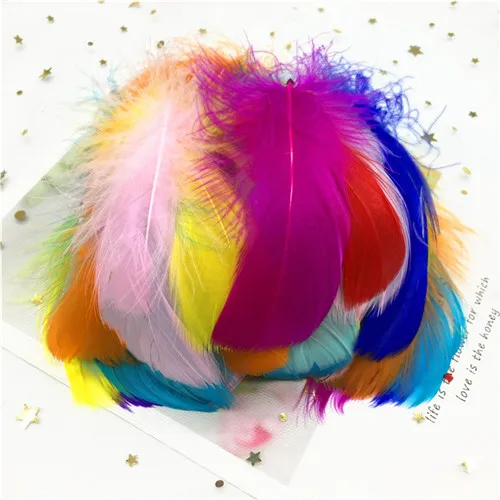 Mix color 2 100 шт 8-12 см Средний плавающий гусиное перо натуральный Красочный перо для свадебной вечеринки одежда украшения для самодельного изготовления перьев - Цвет: Mix color 2