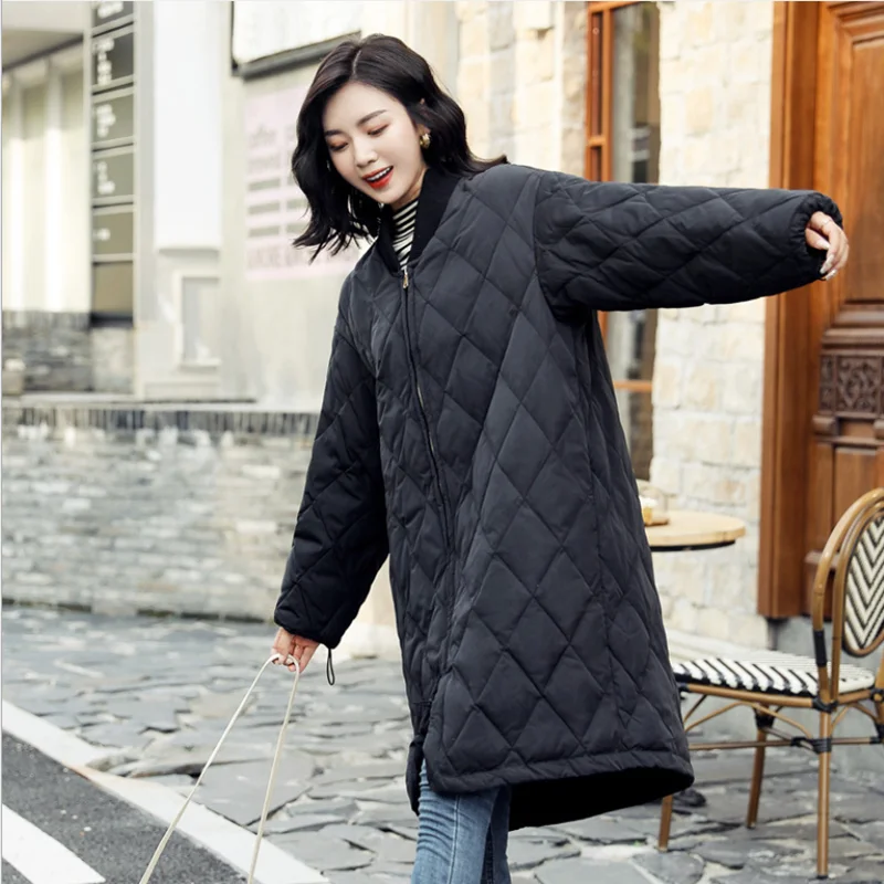 2019 winter new style light and thin down jacket medium popular women coat mock neck loose Korean version lady clothes | Женская одежда