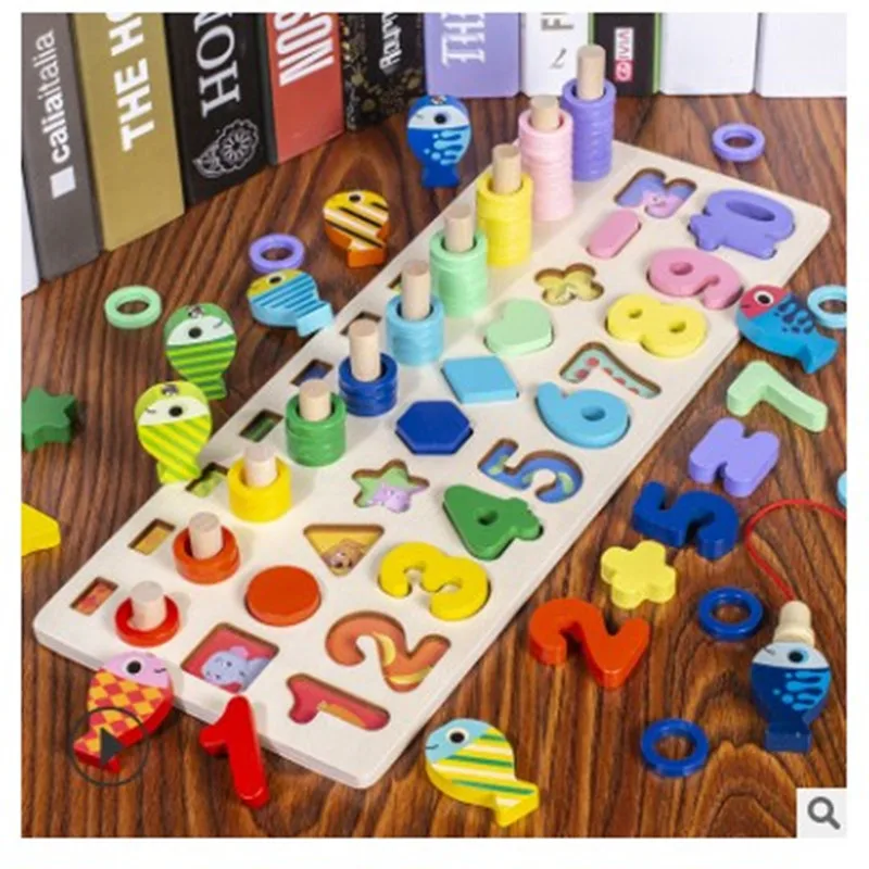 Обучающие деревянные игрушки для детей доска математическое число рыболовных