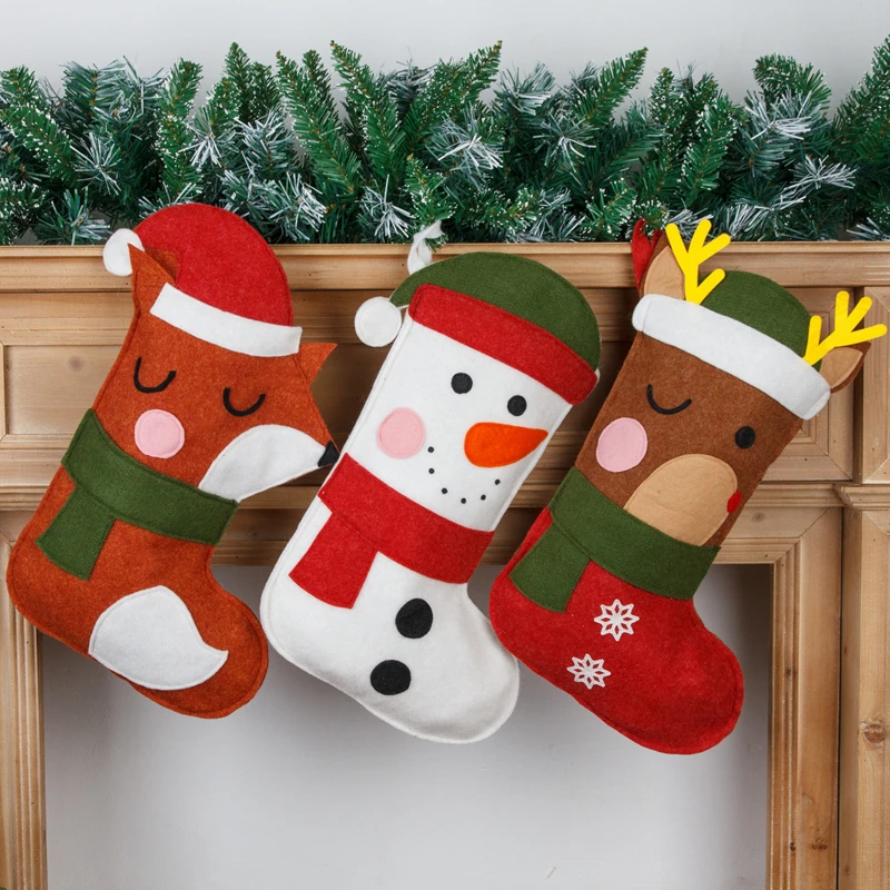 

Мягкий фетровый мультяшный Рождественский элемент носки подарок сумка для конфет подходит для семейных праздников товары для вечеринок милые Мультяшные в форме конфеты сумки