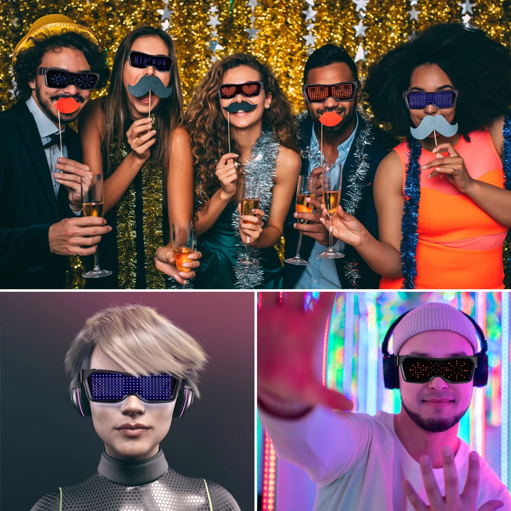 Волшебные Bluetooth Led вечерние очки приложение управление светящиеся очки DJ электрические слоги очки для вечеринки Хэллоуин светильник игрушки