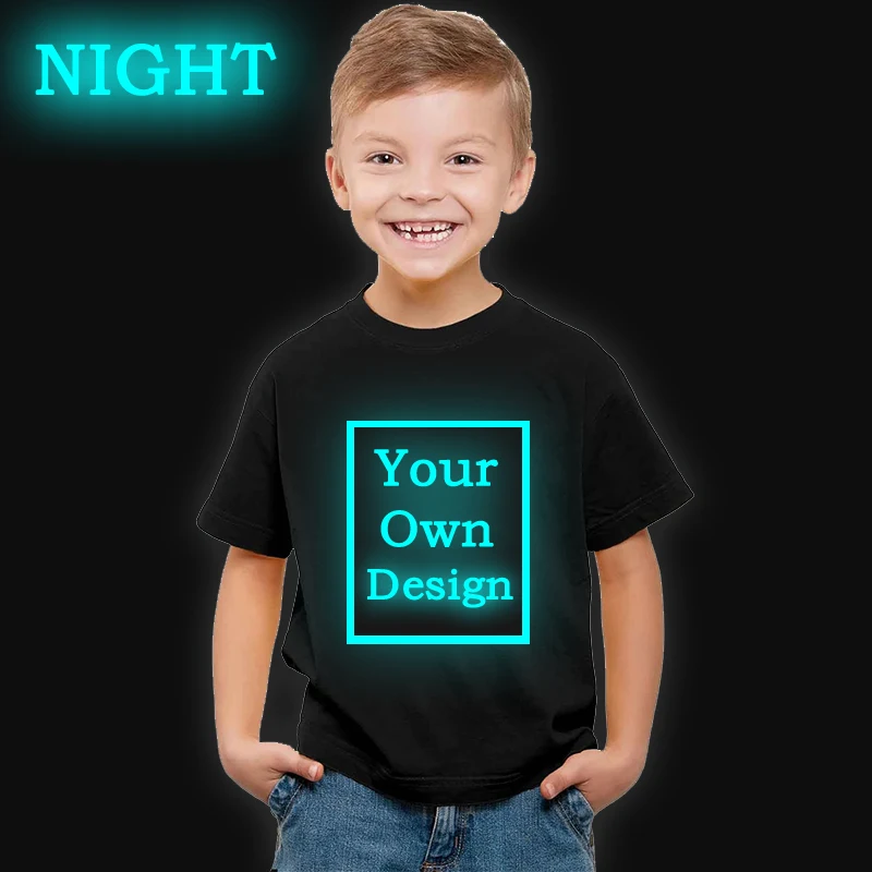 

DIY Your OWN Design Tshirt Women/Men Logo/Picture Tees Custom Parent-child Family DIY T Shirt Casual T-shirt Kids Tops Luminous
