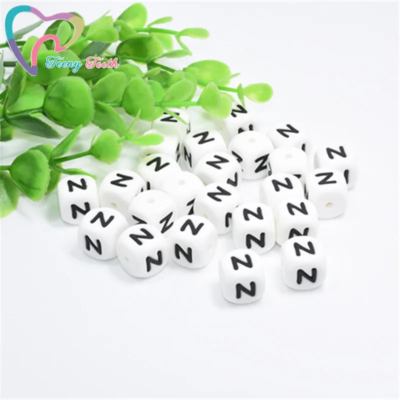 10 шт. силиконовые бусины с буквами N для прорезывания зубов кубические BPA