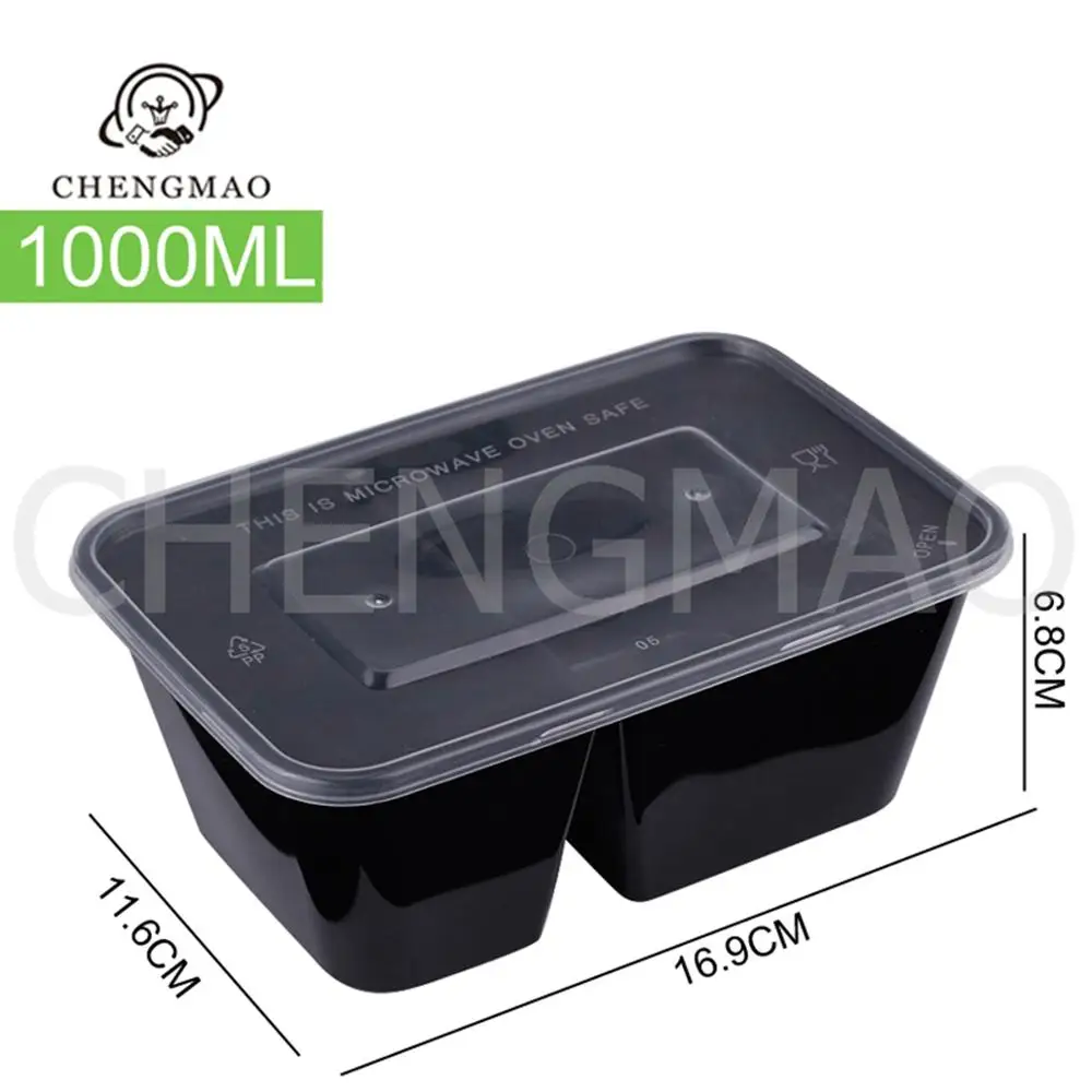 

300Pcs 350ml 500ml 650ml 750ml 1000ml Black or Transparent Plastic Fast Food Disposable Food Containers Bento Lunch Box