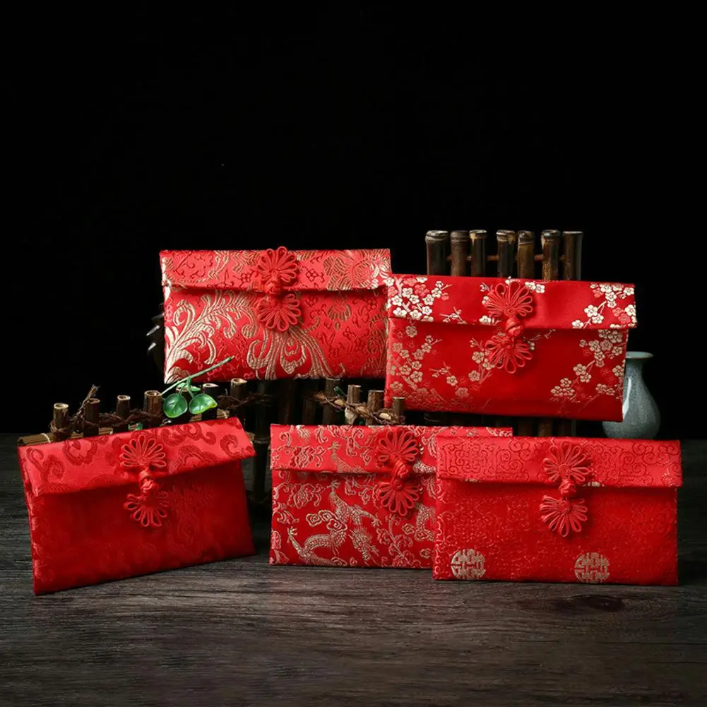 Красный конверт в китайском стиле с цветочным рисунком карман для денег