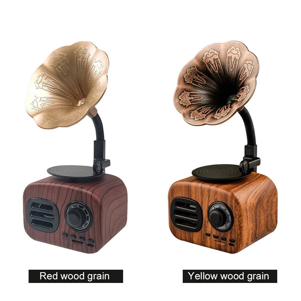 

Muslady Retro Phonograph Style BT Speaker Audio Loudspeaker Box Portable Sound Box Outdoor TF Card Audio Radio Player Voice Box