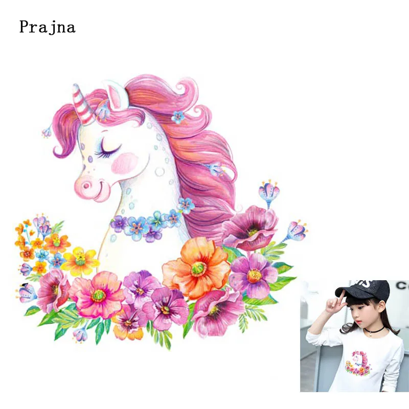 Prajna с единорогом Переводные теплопередачи для одежды DIY ПВХ Термальность