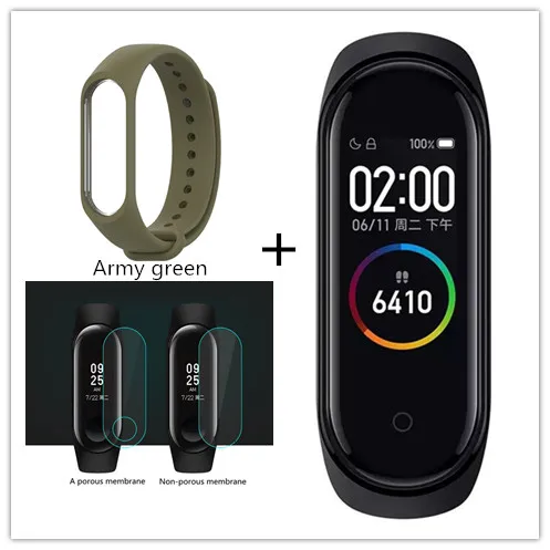 Army green Xiaomi mi смарт-браслет 4, 3 цвета, AMOLED экран, mi Band 4, Smartband, фитнес-браслет, Bluetooth, спортивный, водонепроницаемый, SM - Цвет: Army green