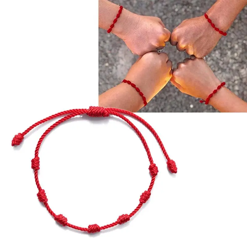 2Pcs 7 Knots Red String Bracelet for Protection Evil Eye Good Luck Amulet for Success and Prosperity Friendship Bracelet