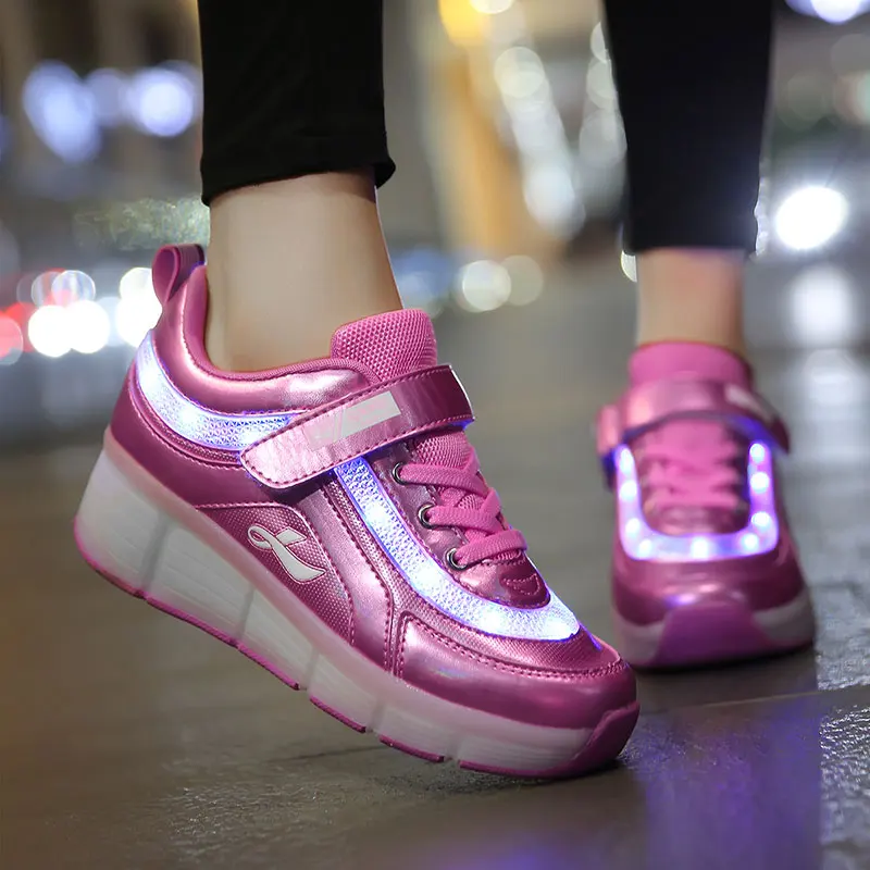 Новые детские светящиеся кроссовки Heelys, детская обувь для роликовых коньков, детские туфли со светодиодной подсветкой, кроссовки для мальчиков и девочек с колесами