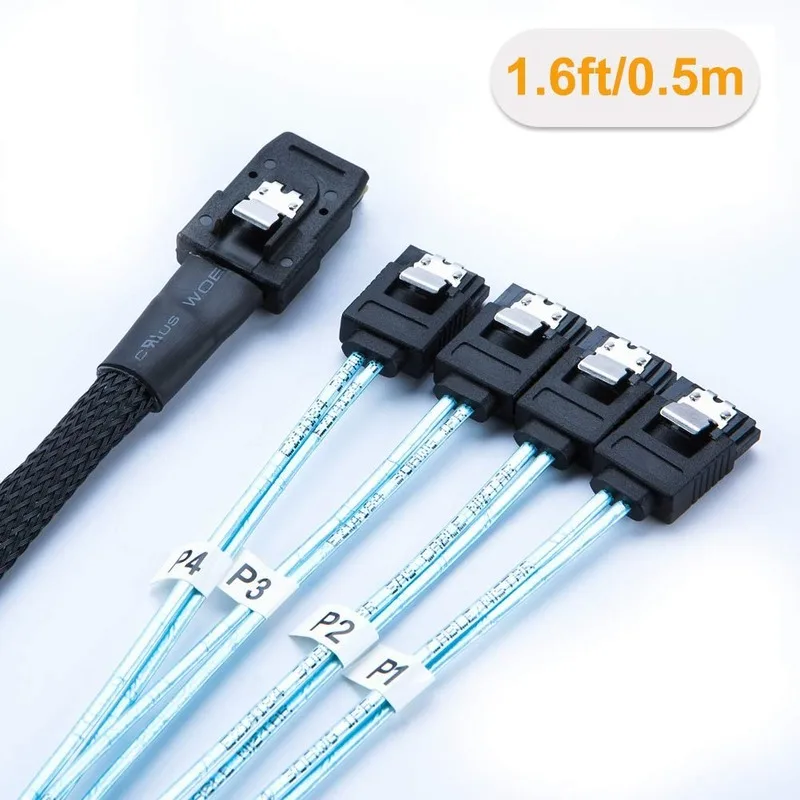 [Обратный кабель Mini SAS 36Pin (SFF-8087) штекер на 4 SATA 7Pin женский (Target) (хост) |