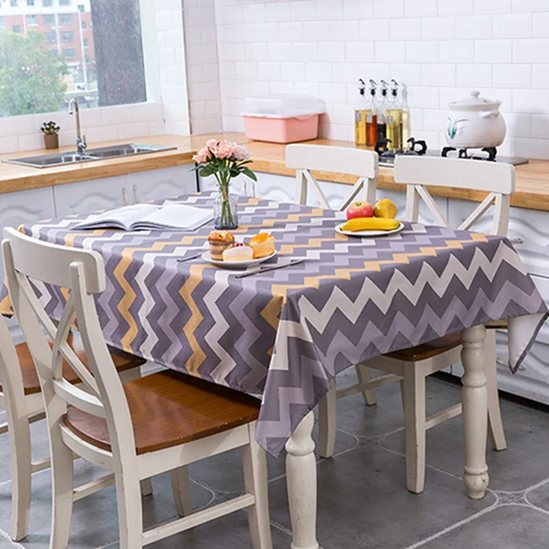 Горячий стол покрывает печать волны прямоугольный столовая для кухни Дом Мода Водонепроницаемая чайная ткань на.