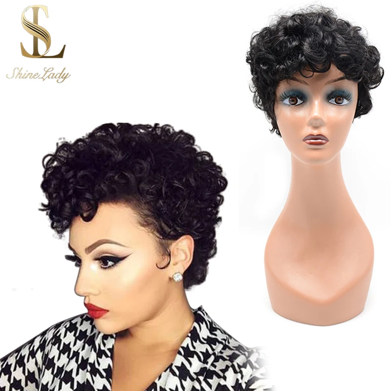 Короткие парики от Shinelady pixie cut из натуральных волос полностью машинного