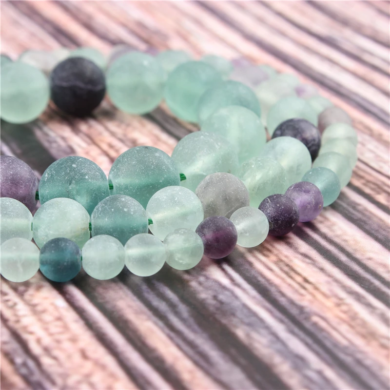 

HotSaleNaturalStoneFrosted Fluorite15.5"PickSize4/6/8/10/12mmfitDiyCharmsBeadsJewelryMakingAccessories