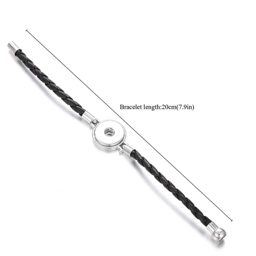 Новый плетеный кожаный браслет магнитный подходит для DIY 18 мм кнопки ювелирные