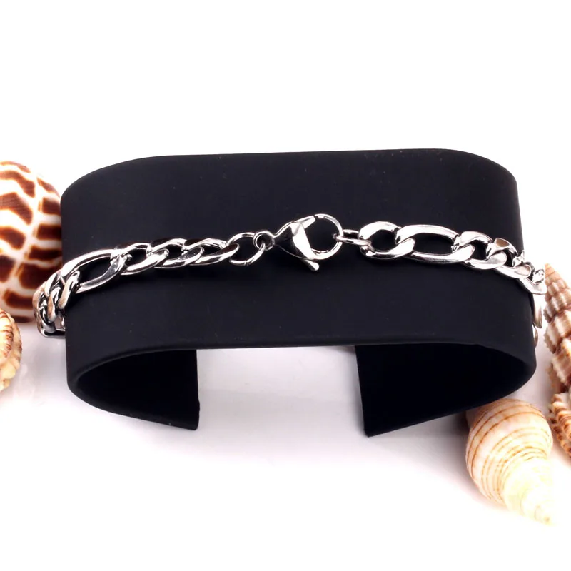 

Hip Hop Punk Chain Bracelet Jewelry Women Mens Fashion Stainless Steel 7mm Figaro Link Chain Bracelet Bangle