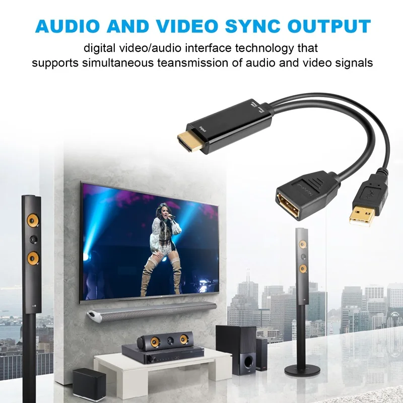 Кабель адаптера преобразователя HDMI DisplayPort 4K с питанием от USB|Кабели HDMI| |