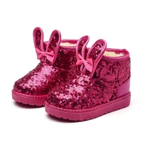 girls boots baby snow boots waterproof 2021 new winter children snow boots sequined rabbit ears cute warm fashion shoes chic
