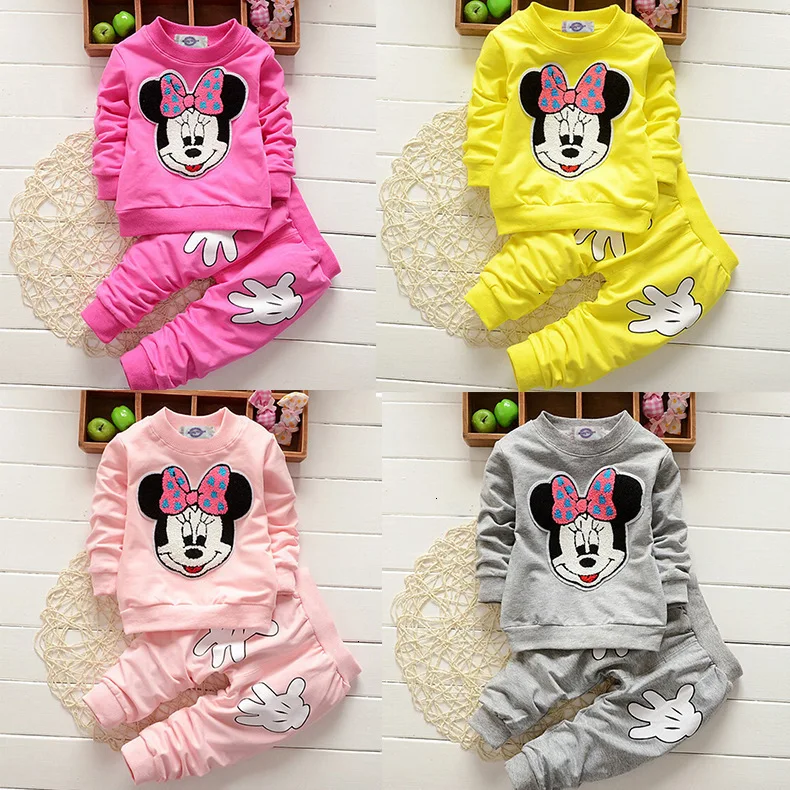 Комплекты одежды для девочек весенне-осенние детские хлопковые топы с героями