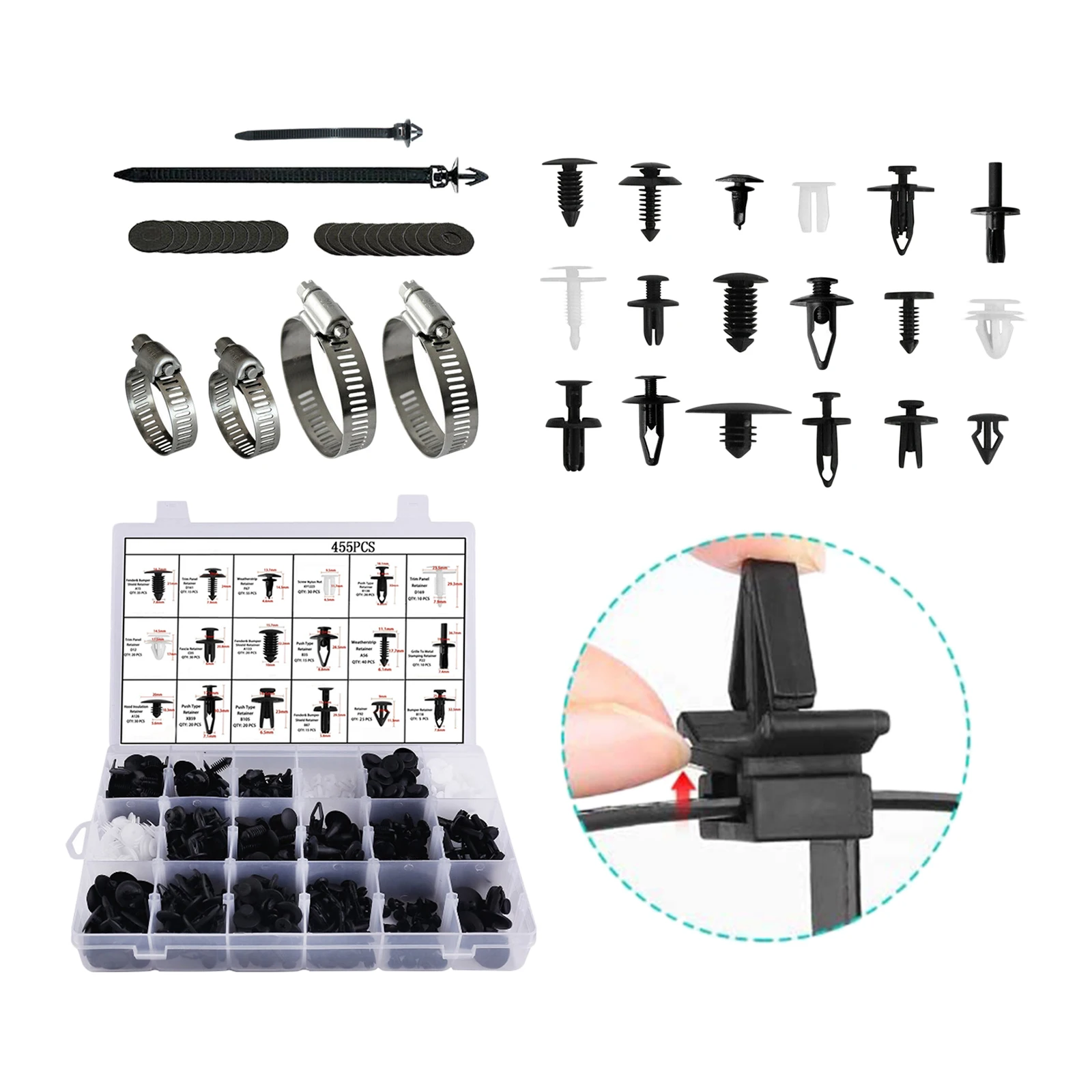 

454 Pcs Auto Car Retainer Clips Plastic Fasteners Kit Push Pin Rivets Door Trim Panel Clips w/Storage box
