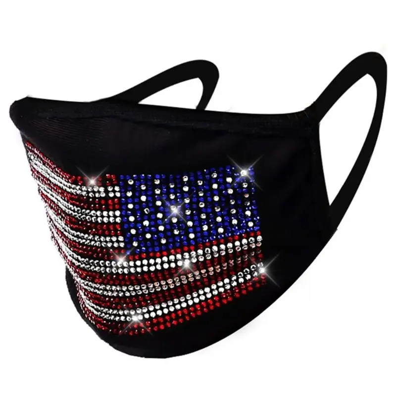 Патриотическая маска на лицо для мужчин и женщин блестящие украшения с