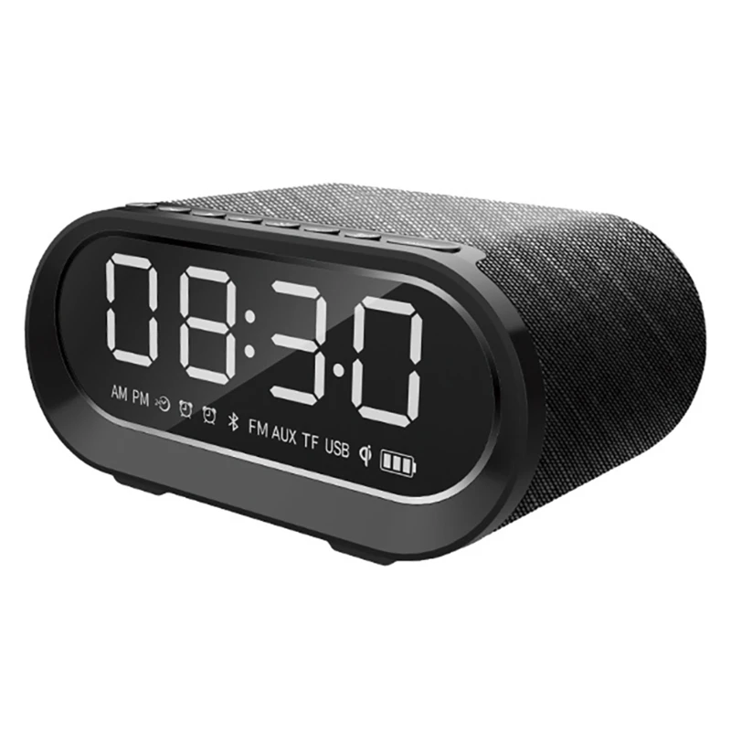 

Portable Wireless Bluetooth Speaker Alarm Clock Speaker Subwoofer with Wireless Charging FM Radio