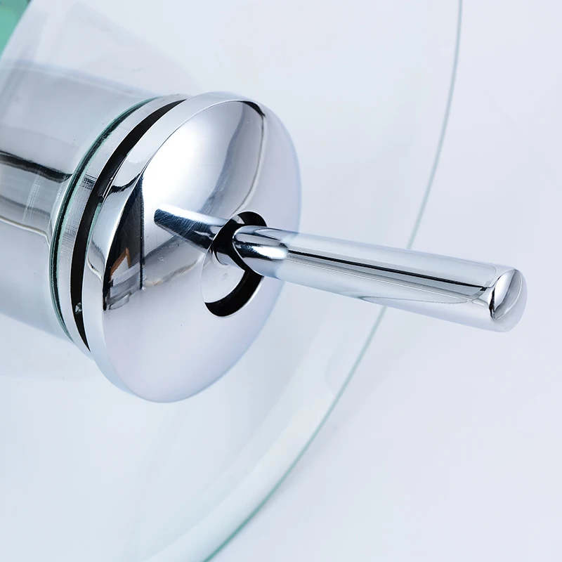 Грибовидный стеклянный водопадный кран с длинным горлом. Прозрачный