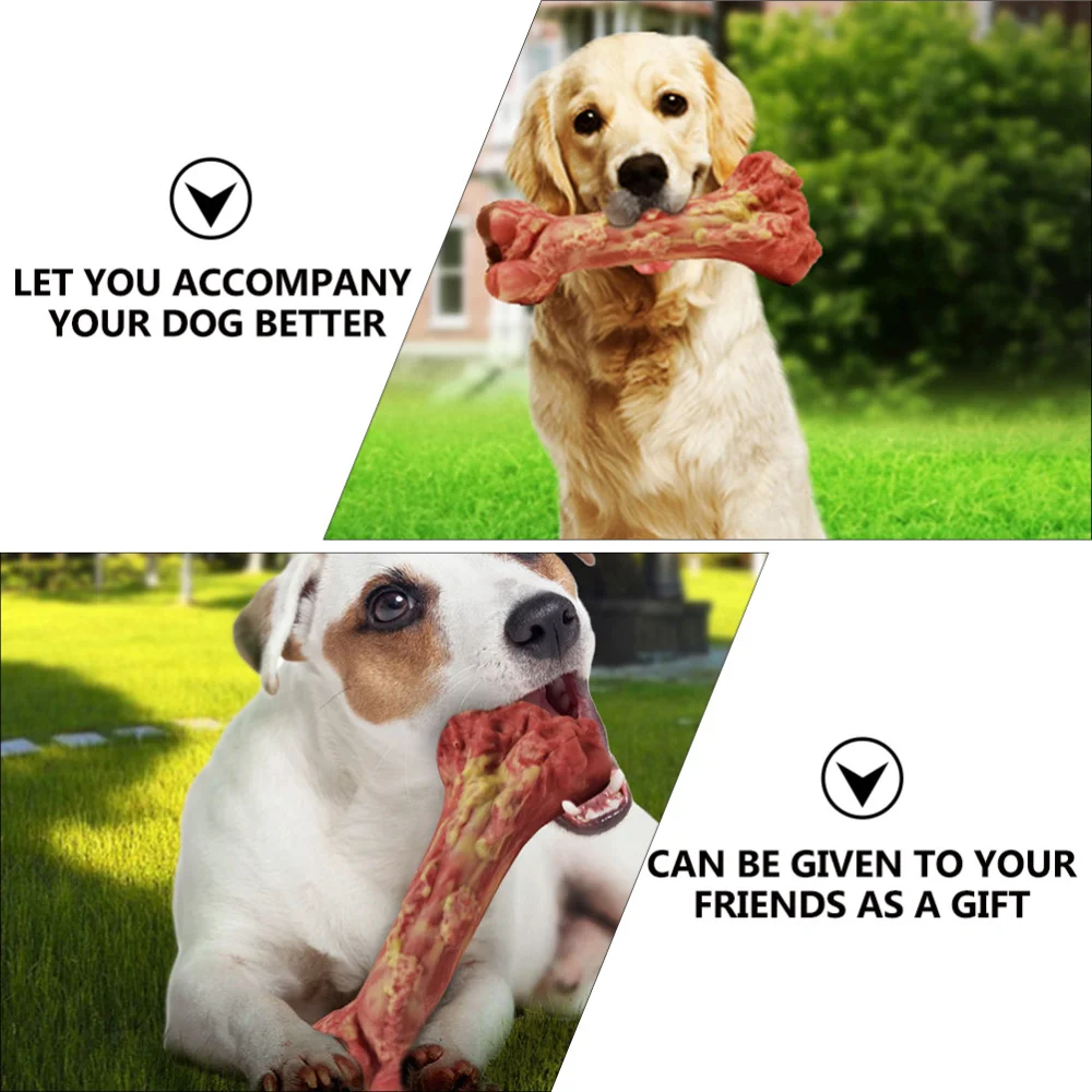 

Dog Chew Aggressive Chewers Teething Squeaky Rubber Bone Teeth Brush