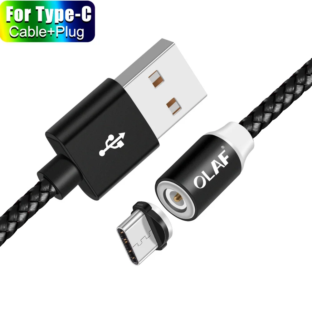 Silver Type C Cable Магнитный кабель Олаф для iPhone XS Max XR, магнитное зарядное устройство, быстрая зарядка, кабель Micro usb type C, магнитное зарядное устройство, зарядный провод usb - Color: Silver Type C Cable
