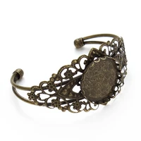 1pc 25mm antique bronze open bracelet lace blank tray setting base blank cabochon diy bracelet craft accessories