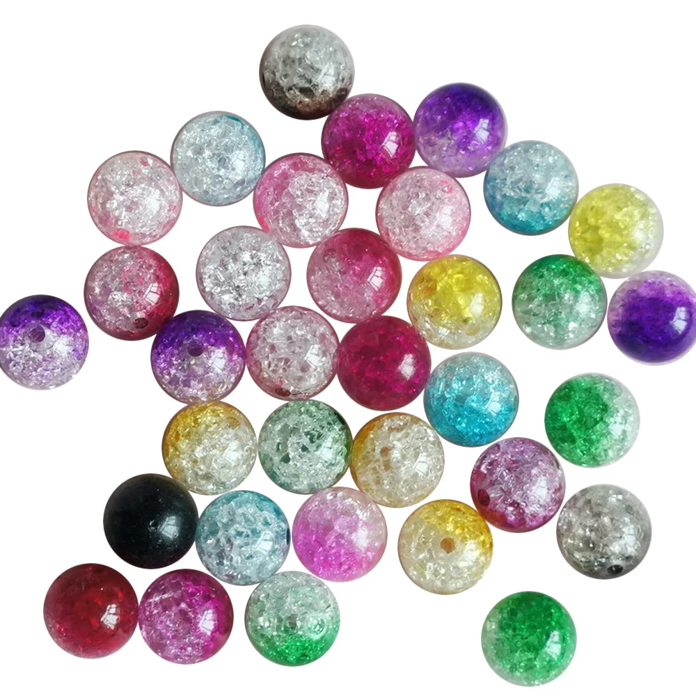 Дети 100 шт 8 мм бусины кракле Стекло кость круглые промежуточные с большим
